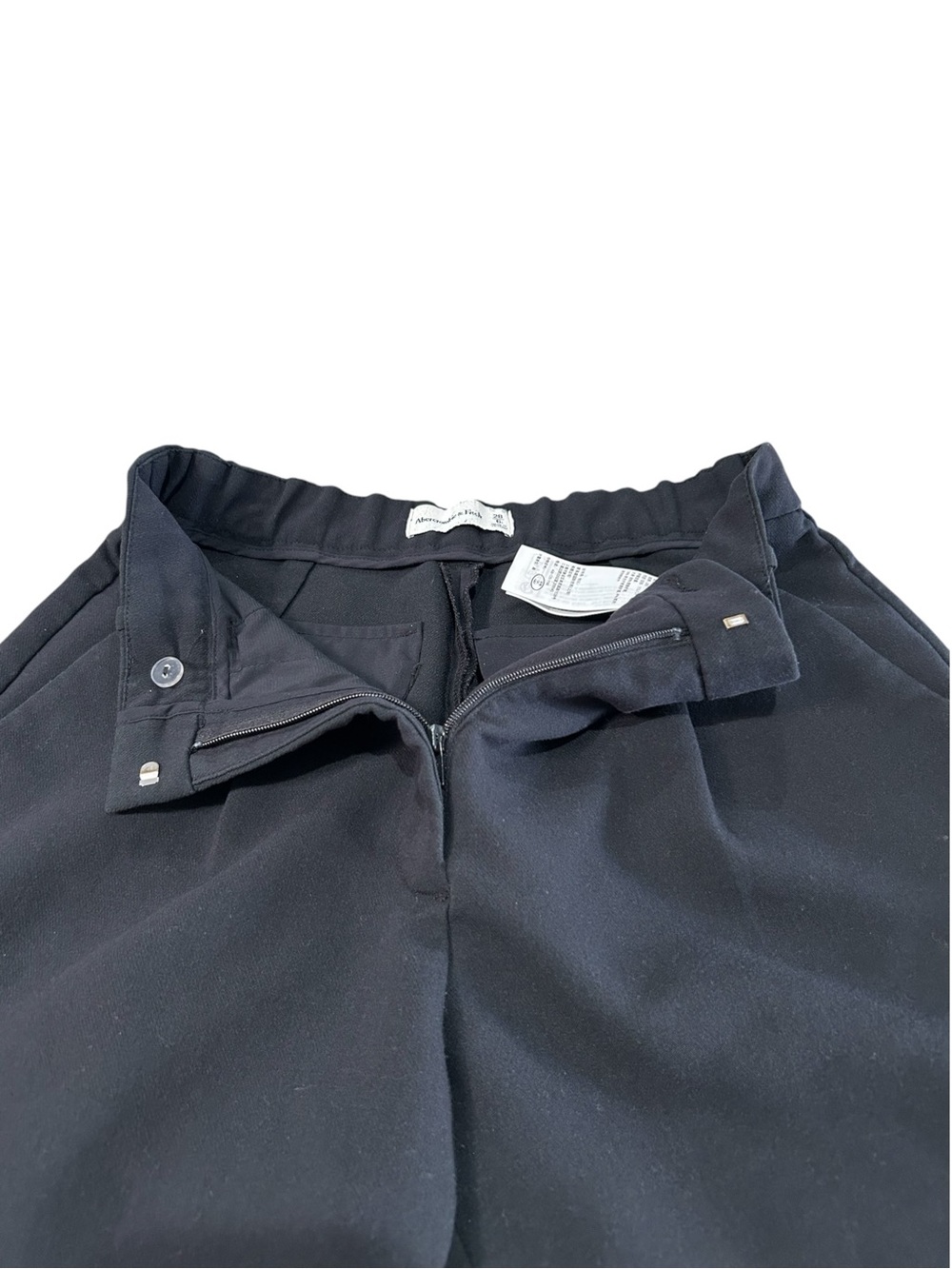Abercrombie Sloan Tailored Wide Leg Pant Trousers Black Sz 28/6 Short High Rise - Picture 12 of 16